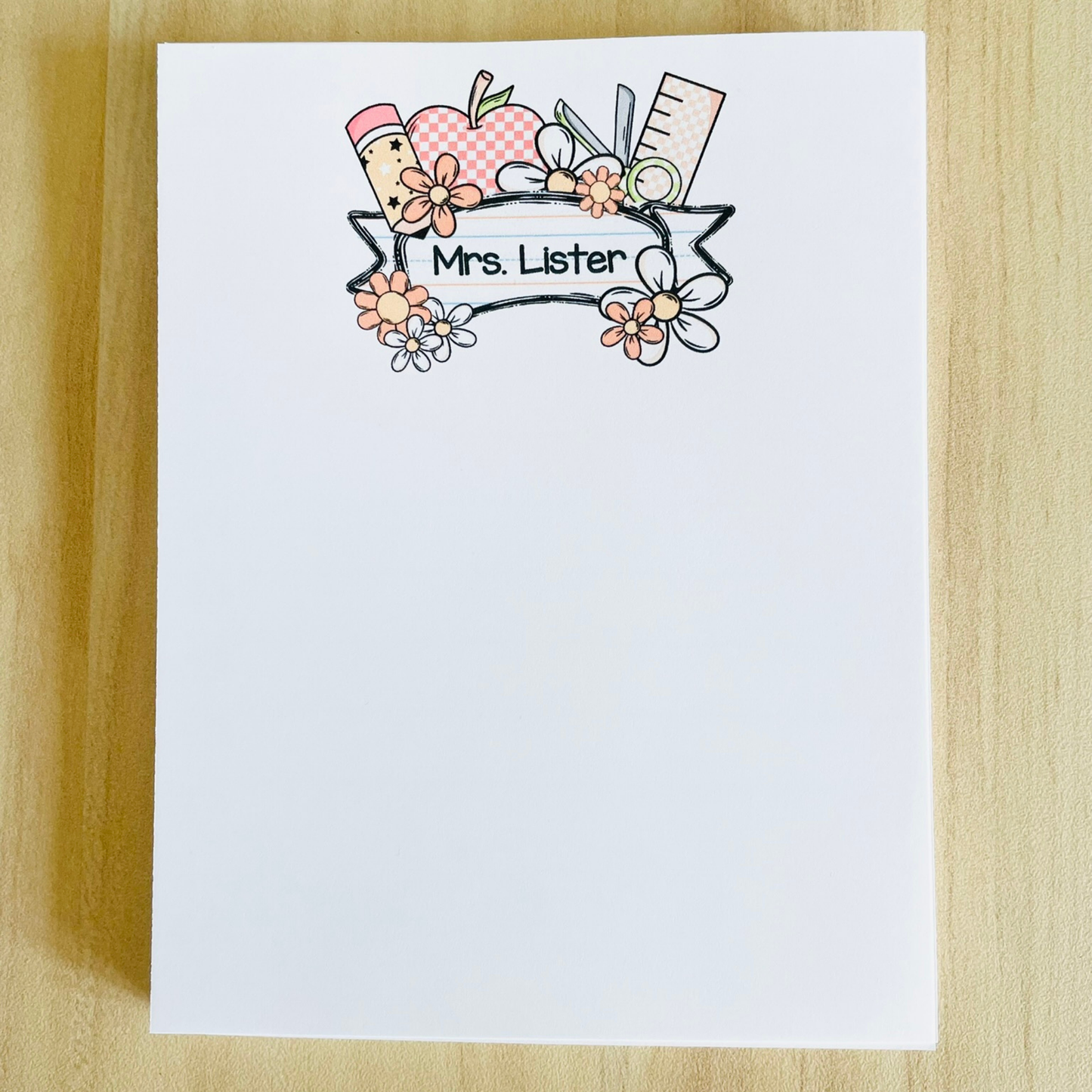 Pastel Teacher Supply Header Notepad