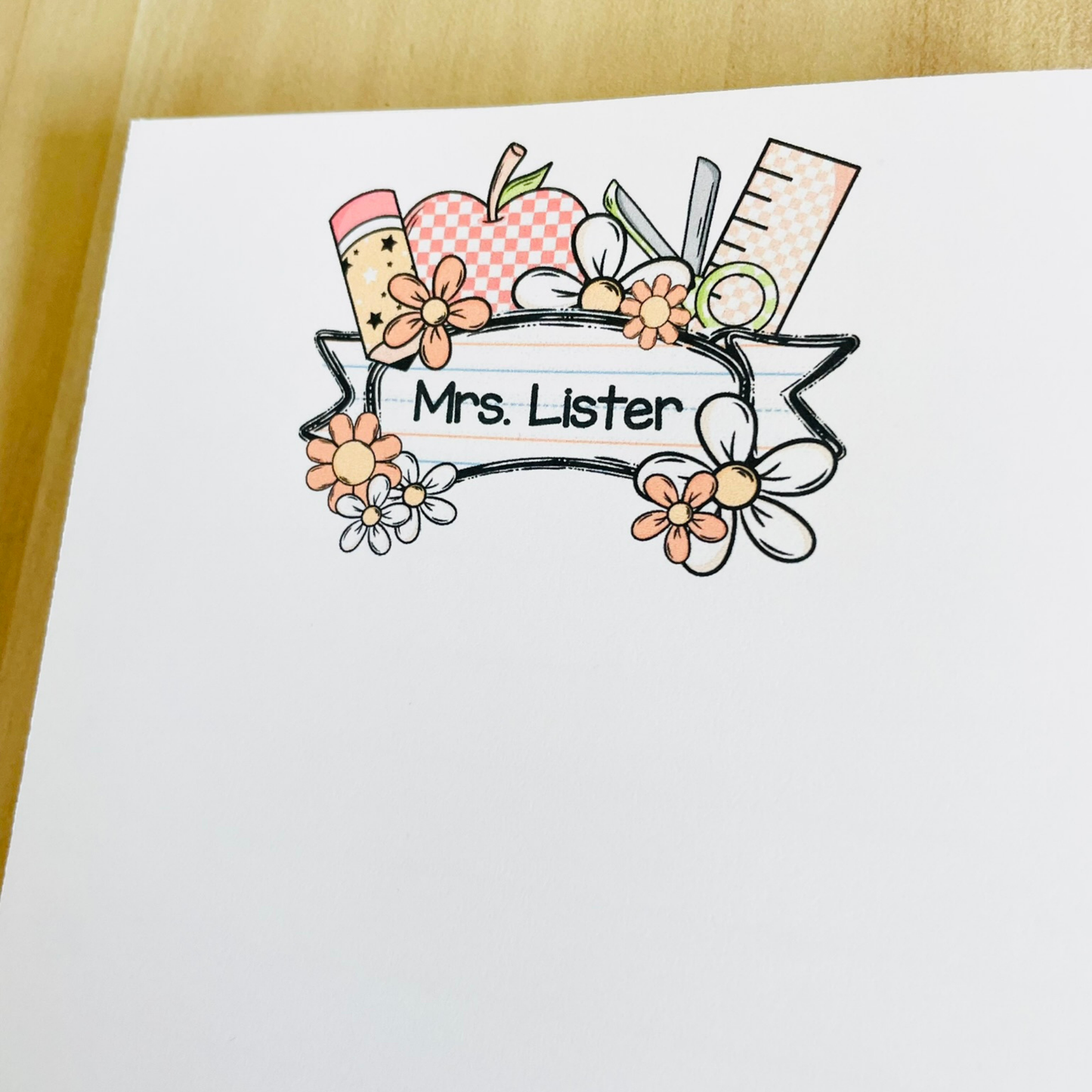 Pastel Teacher Supply Header Notepad