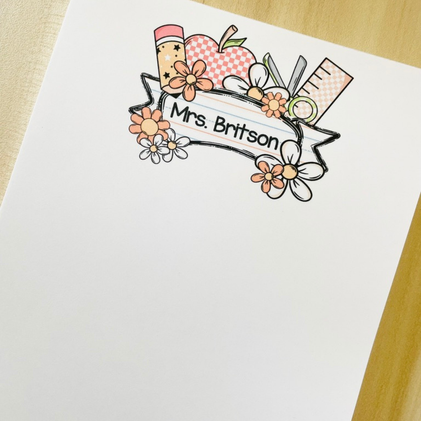Pastel Teacher Supply Header Notepad