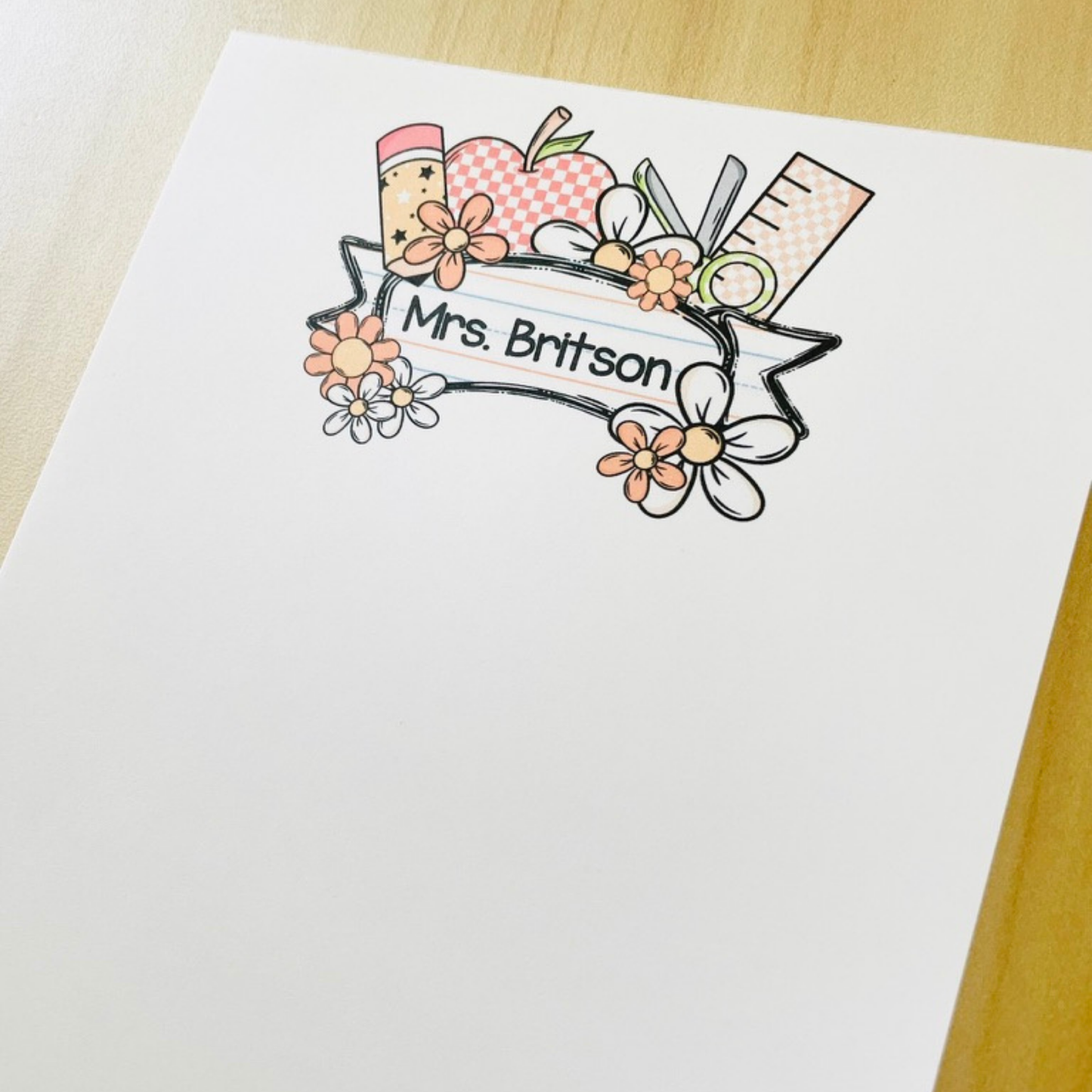 Pastel Teacher Supply Header Notepad