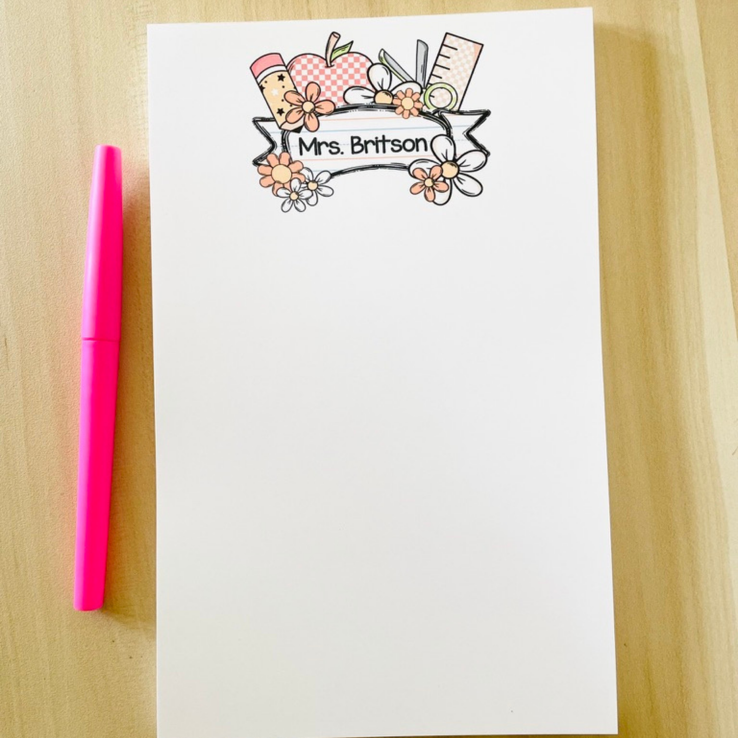 Pastel Teacher Supply Header Notepad