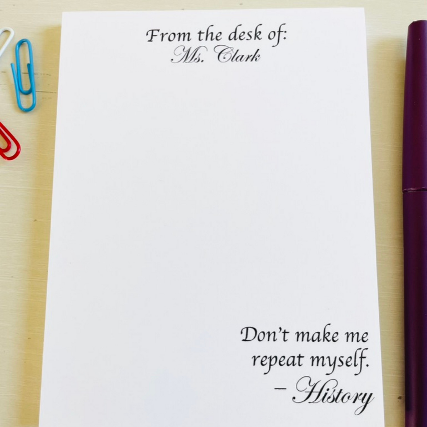History Teacher Notepad