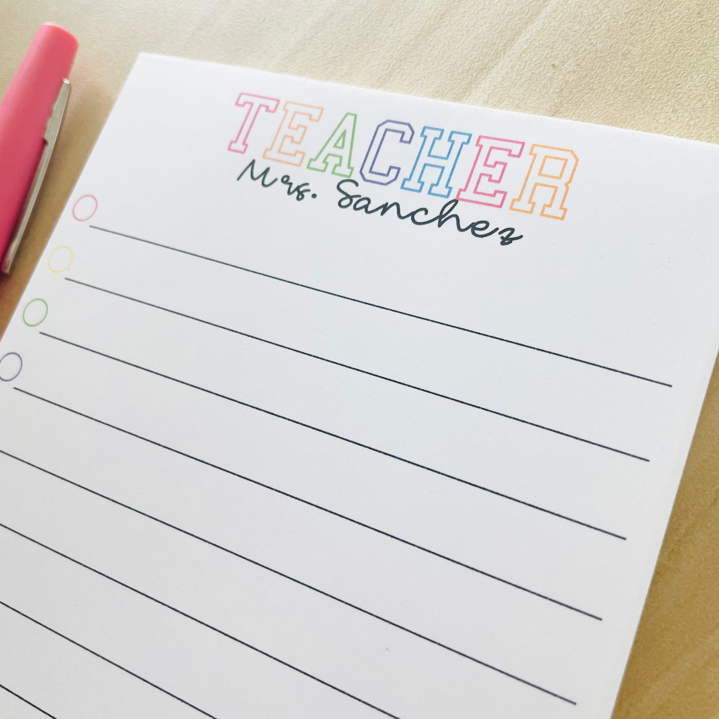 Colorful TEACHER Notepad
