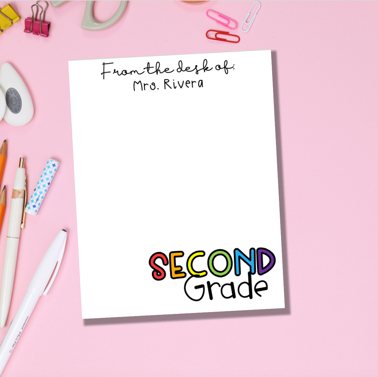 Rainbow Color Grade Level Notepad