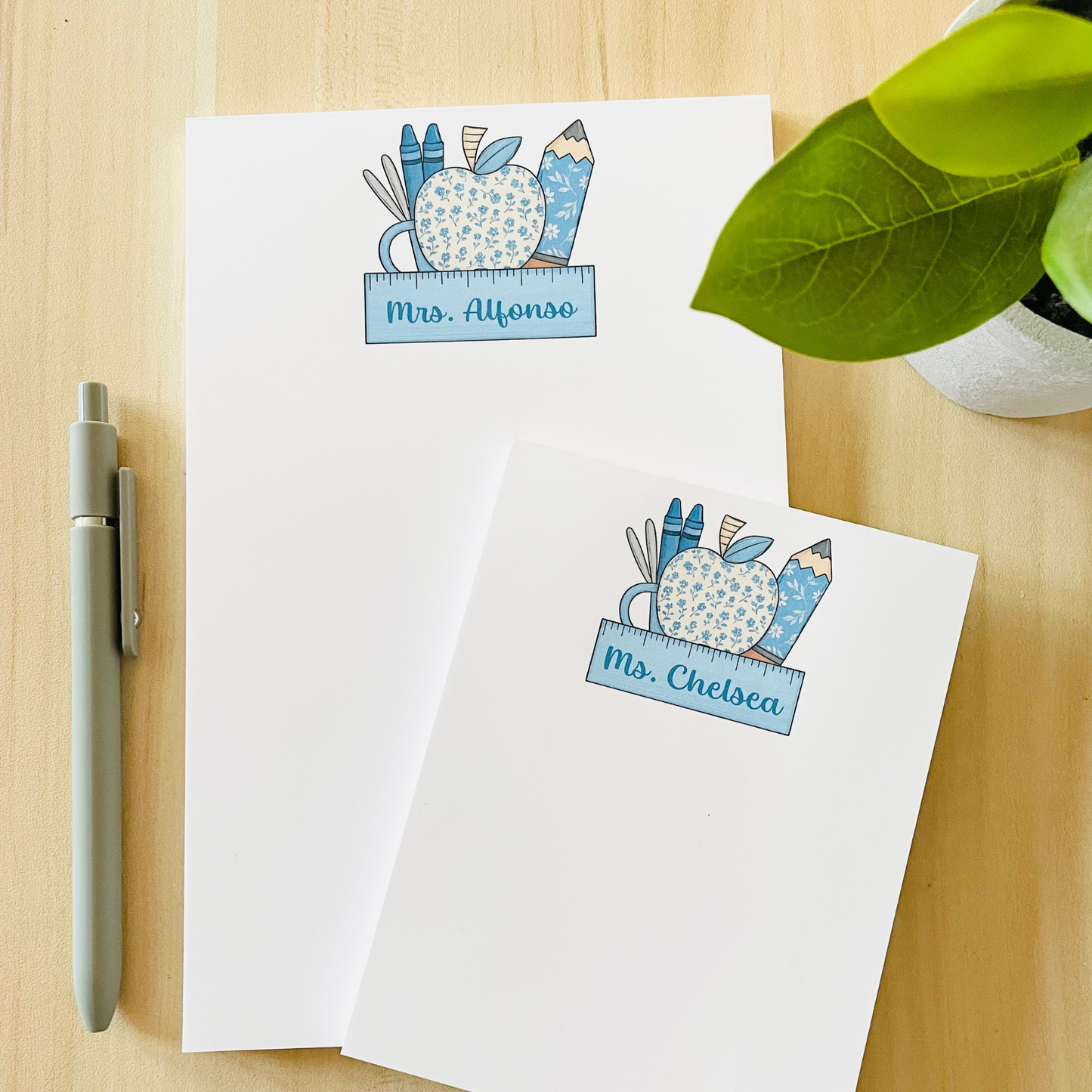 Blue Floral Teacher Notepad