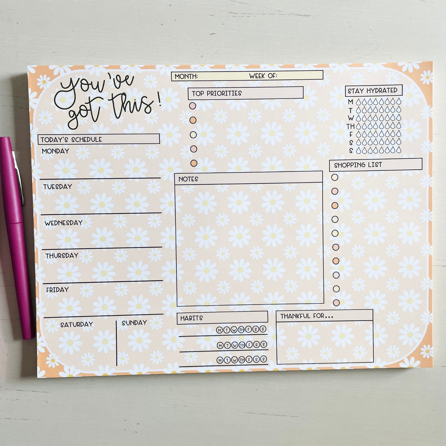 Weekly Organizer Notepad