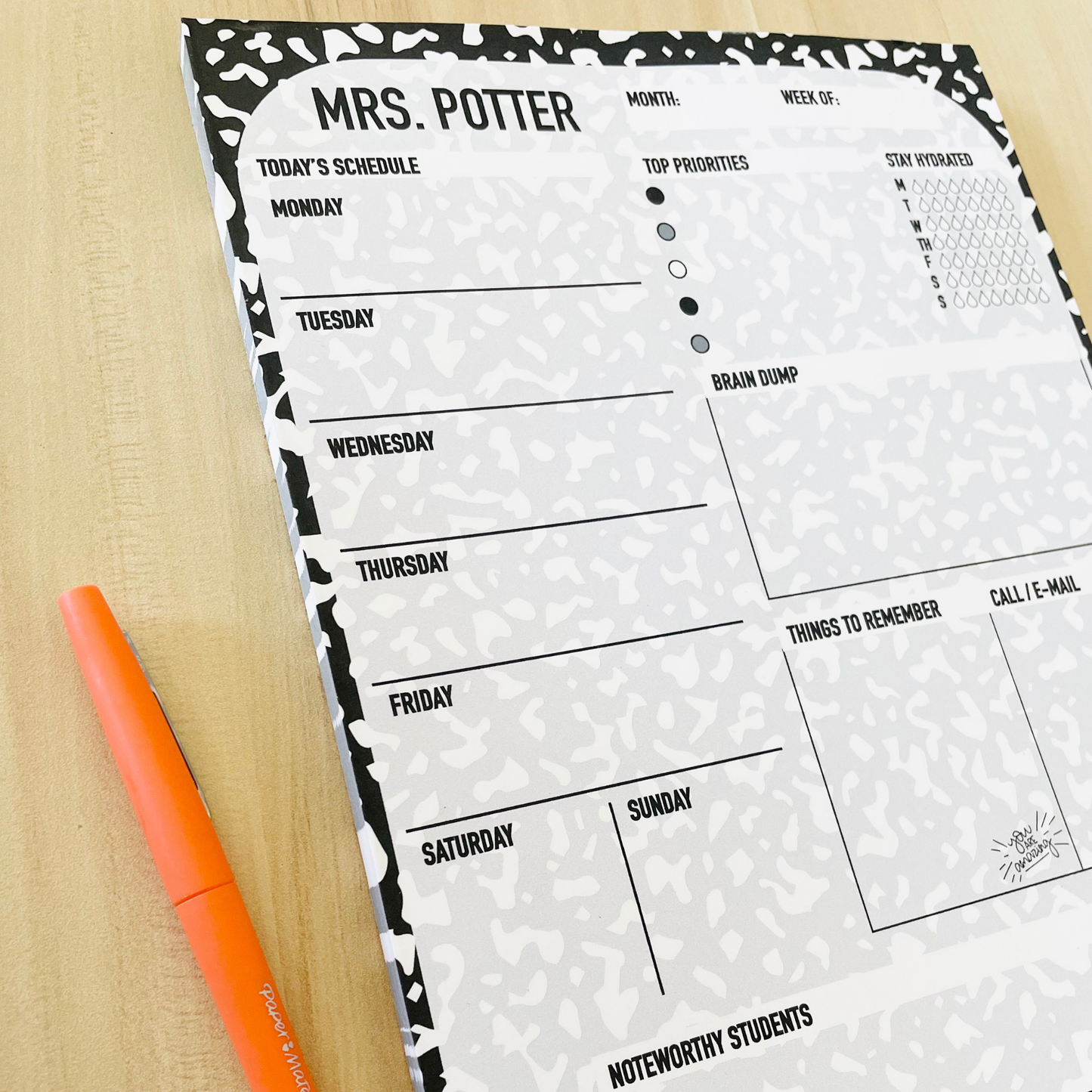Composition Style Weekly Planner