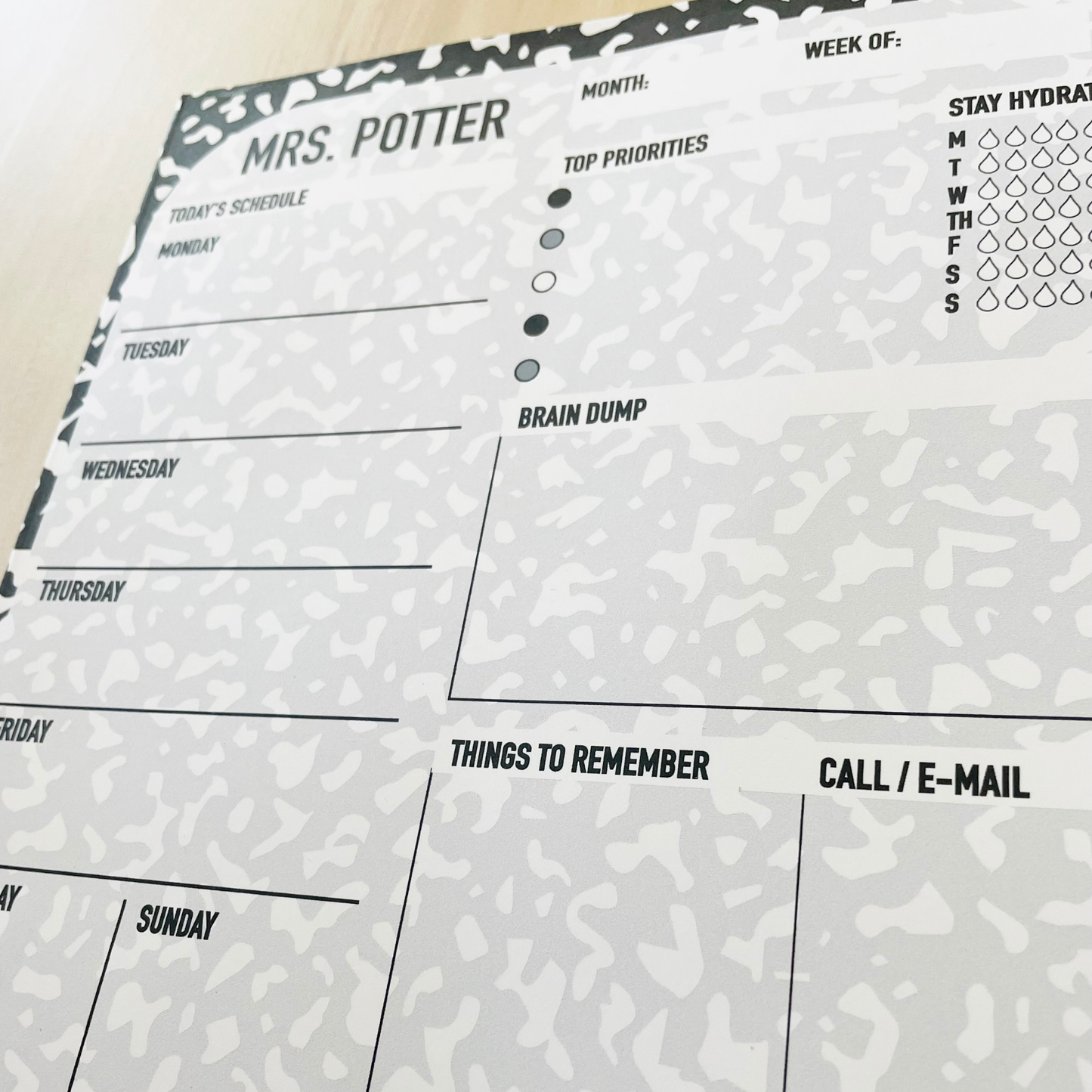 Composition Style Weekly Planner