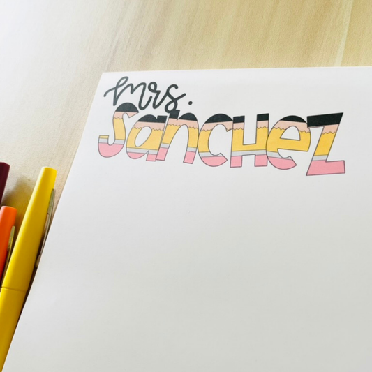 Personalized Pencil Themed Notepad