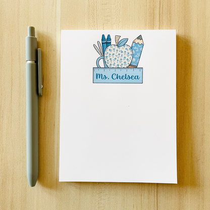 Blue Floral Teacher Notepad