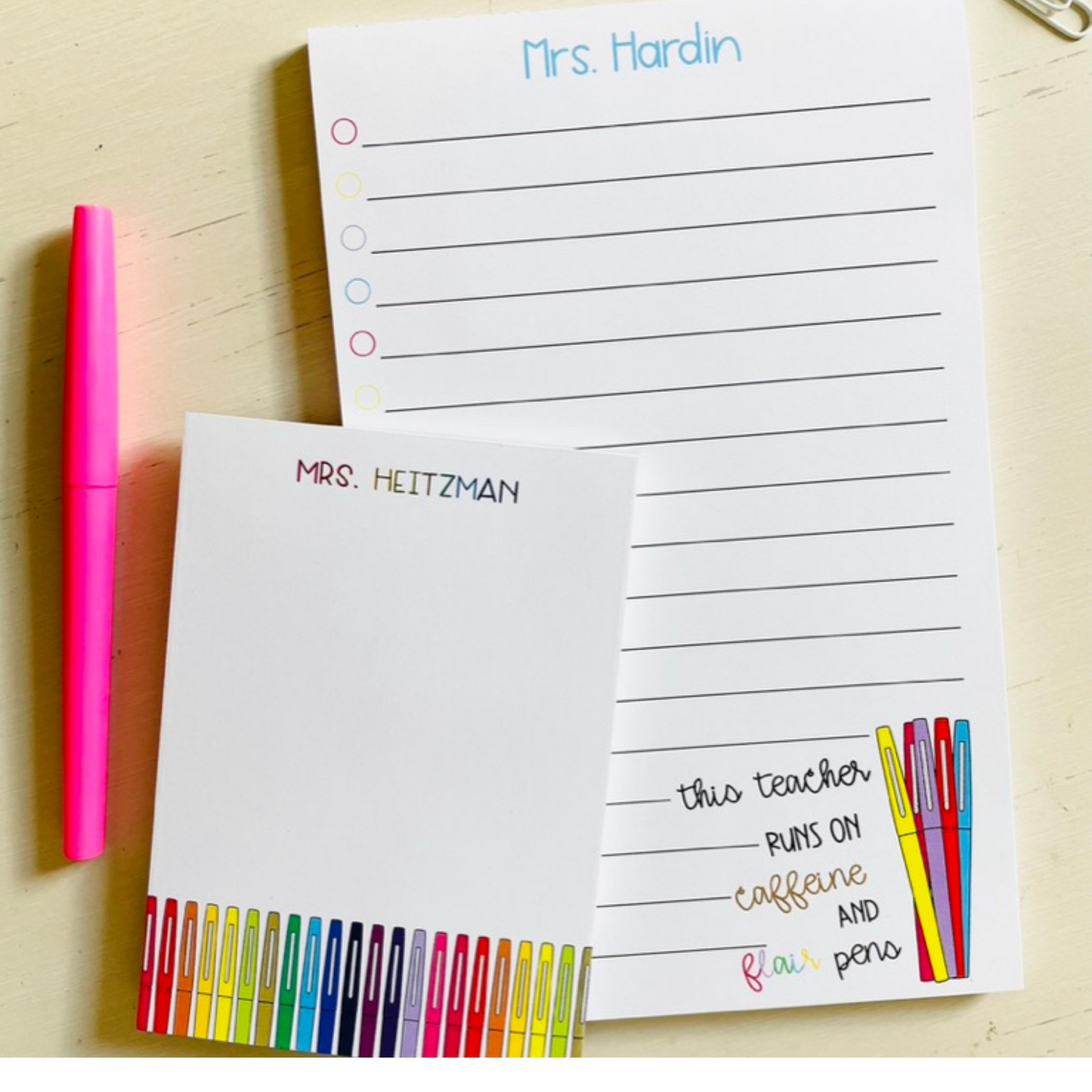 Teacher Lives on Caffeine and Pens Notepad