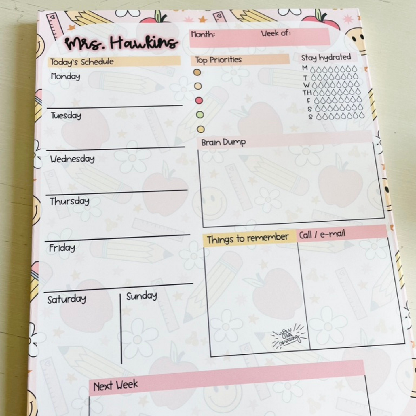 Retro Teacher Weekly Planner