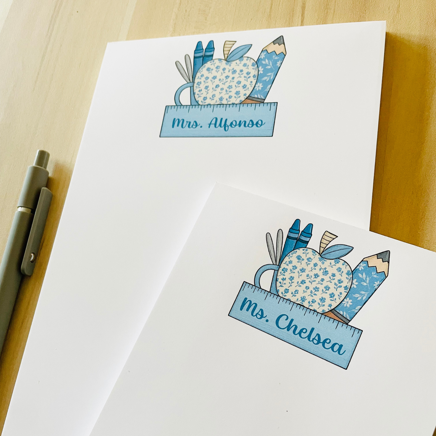 Blue Floral Teacher Notepad