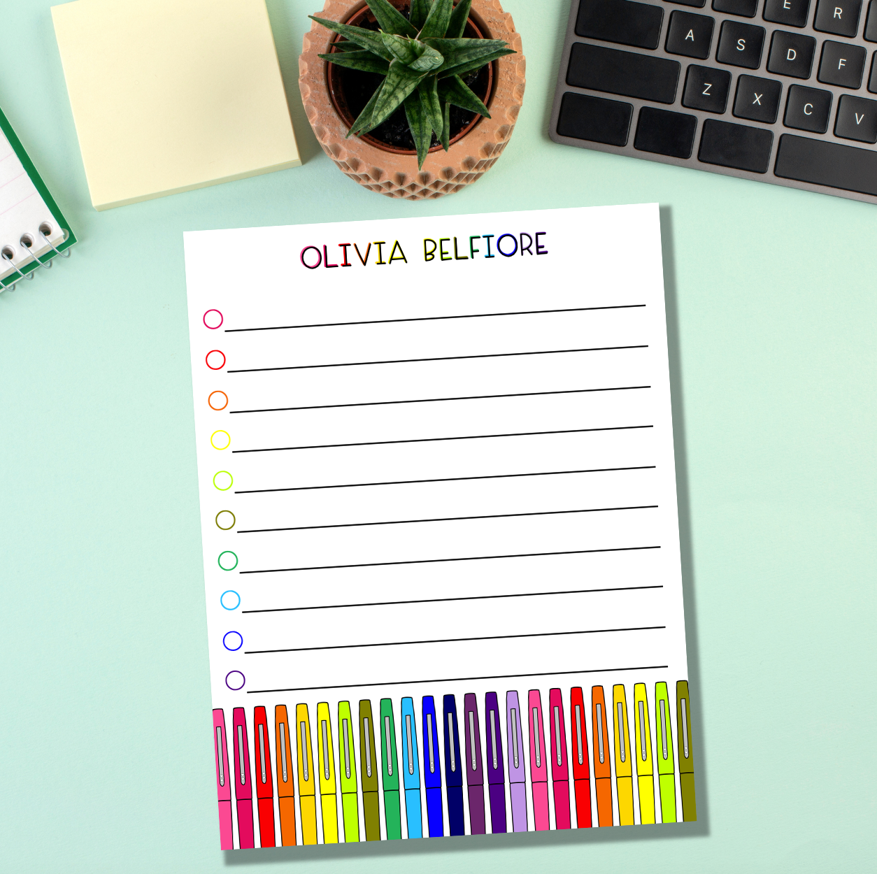 Rainbow Pen Notepad