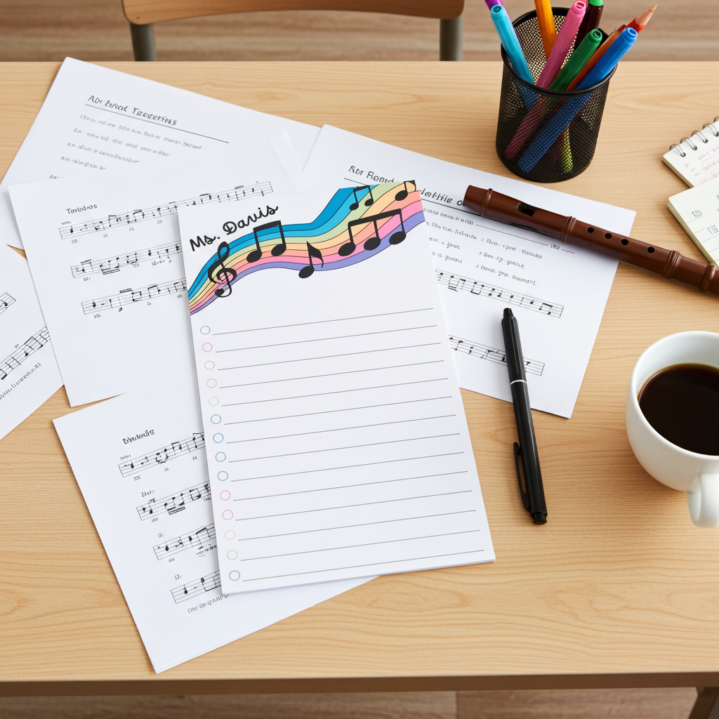 Colorful Music Teacher Notepad