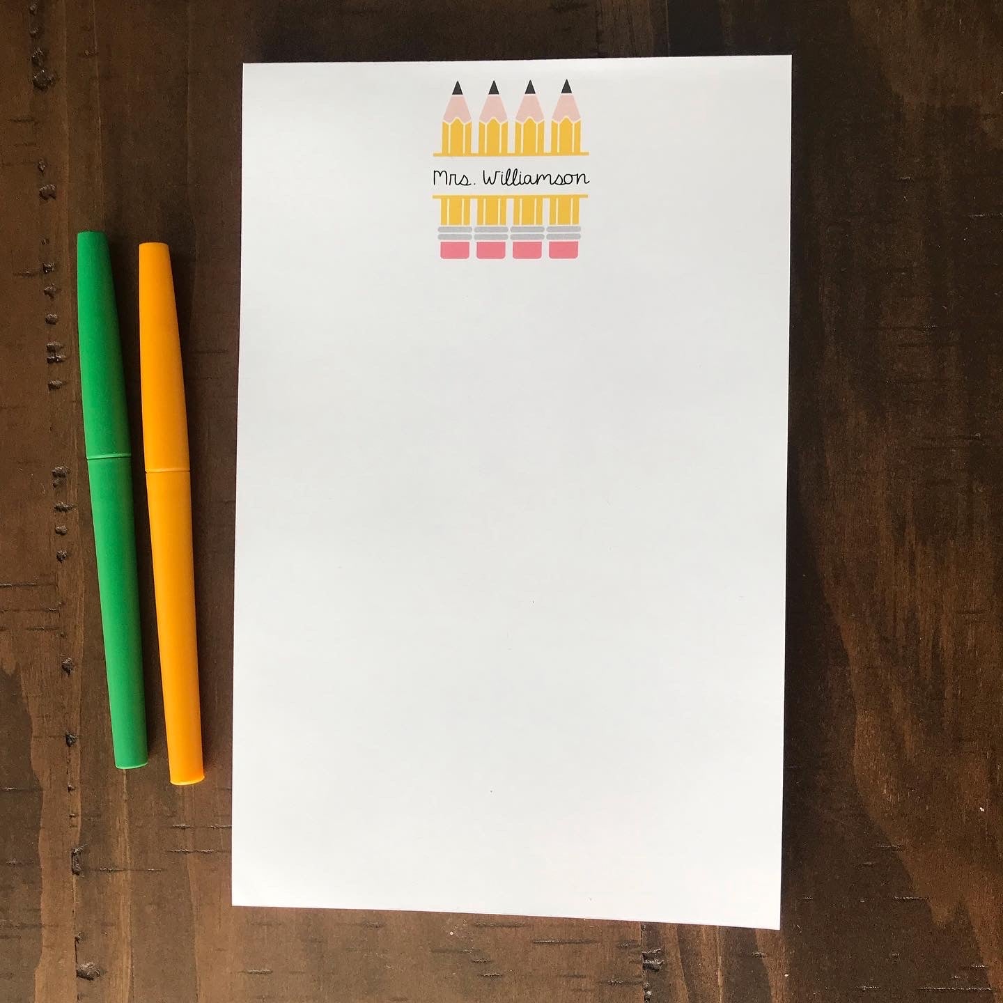 Pencil Personalized Teacher Notepad